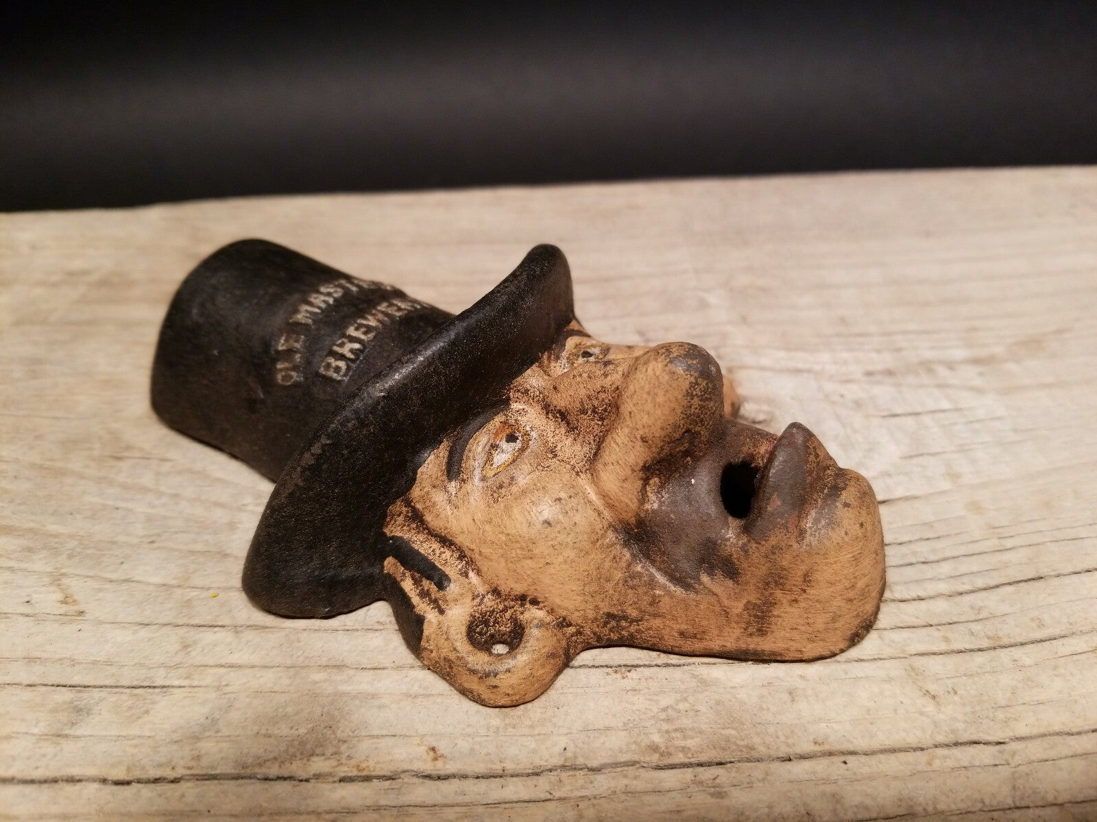 Antique Vintage Style Cast Iron Ole Masters Folk Art Figural Beer Bottle Opener