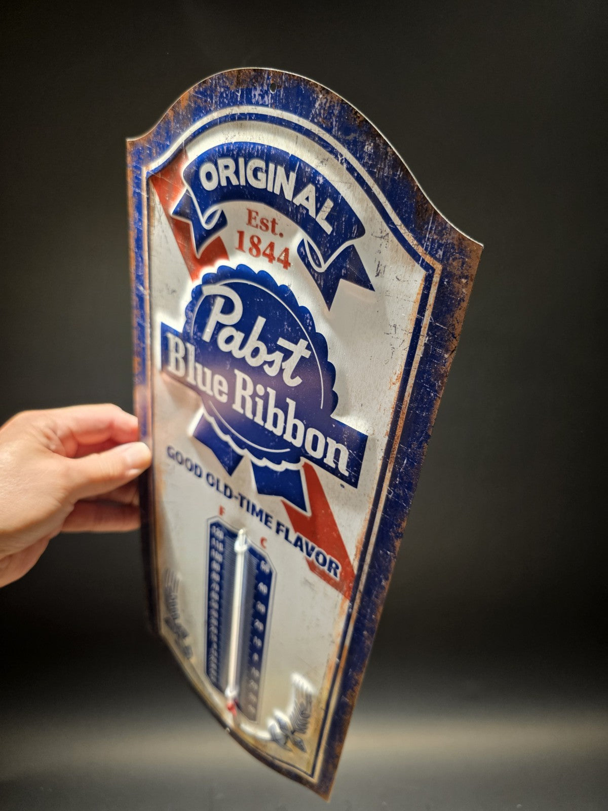 17.5 "Pabst Blue Ribbon Beer Thermometer  Vintage Style Metal Advertising Sign