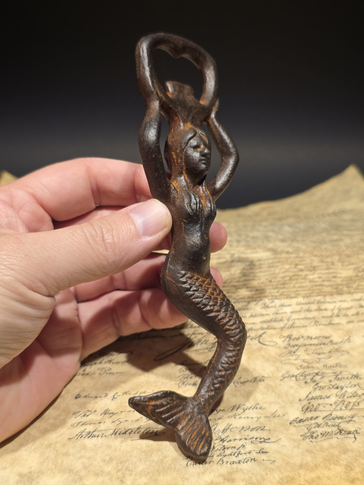 7" Vintage Style Cast Iron Mermaid Bottle Opener Coastal Bar Tool