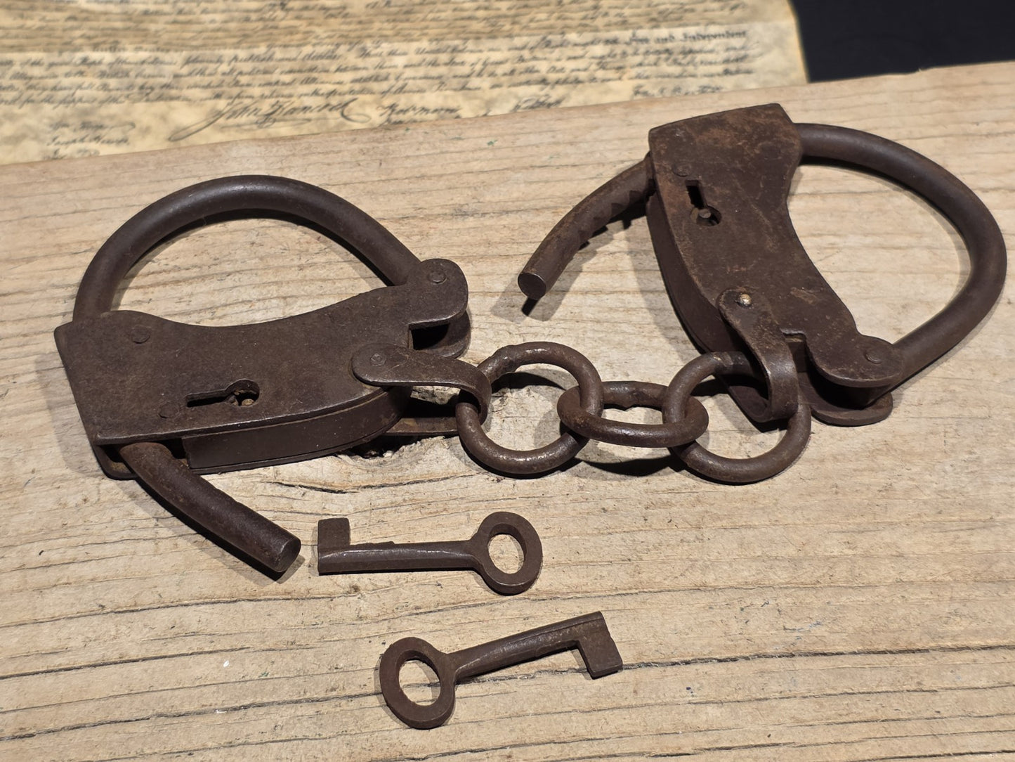 Antique Vintage Style 1904 Judd Iron Handmade Handcuffs Shackles
