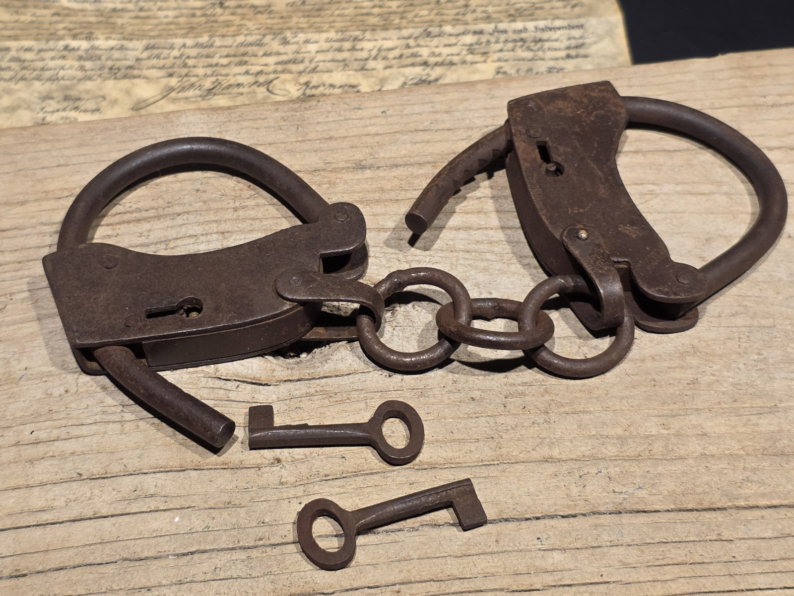 Antique Vintage Style 1904 Judd Iron Handmade Handcuffs Shackles