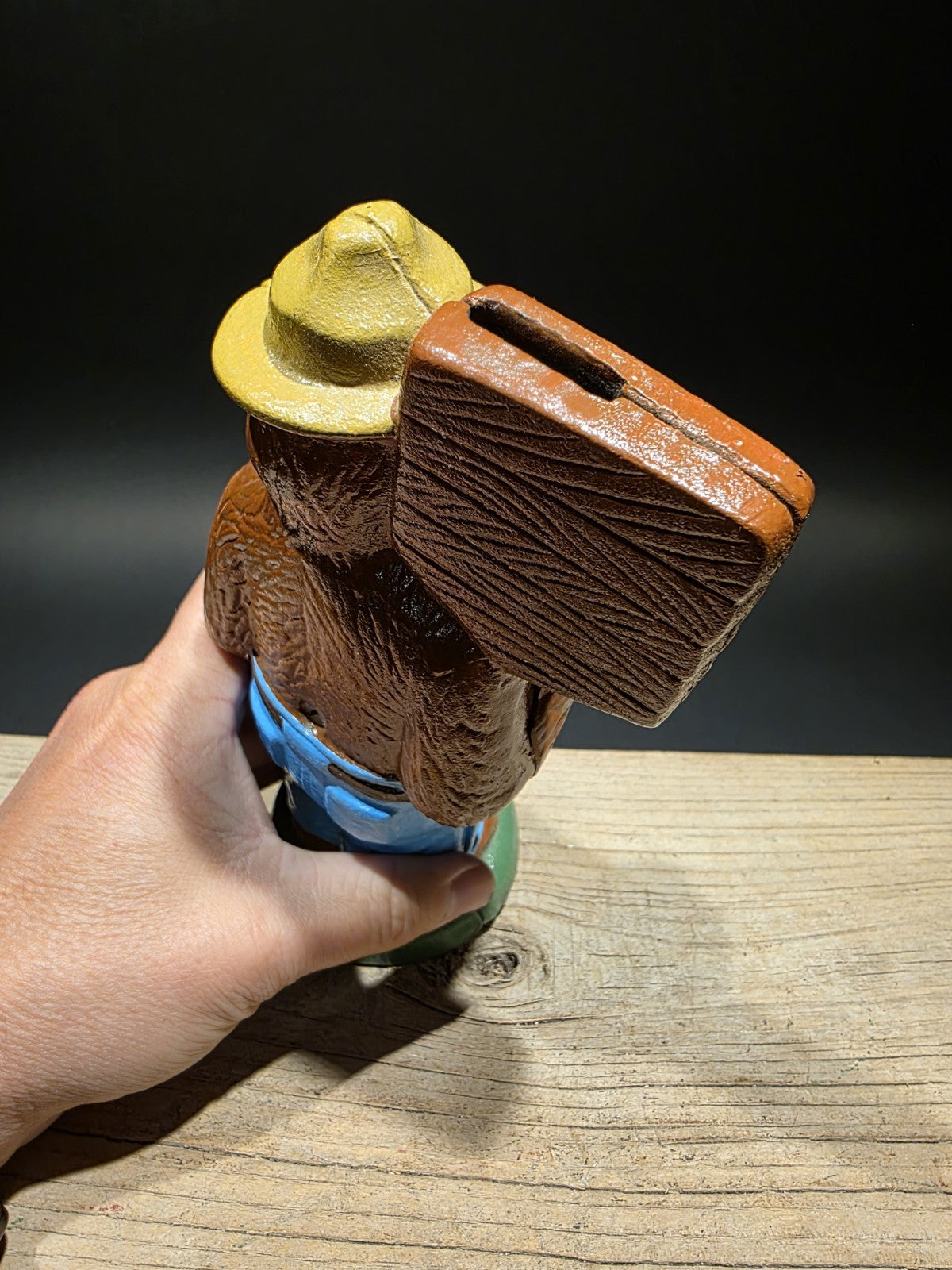 8" Antique Vintage Style Cast Smokey The Bear Coin Bank