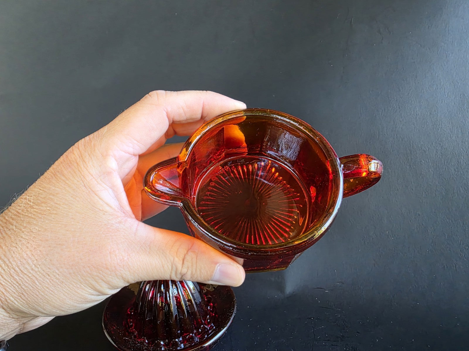 4.5" Vintage Style Ruby Red Depression Glass Juicer