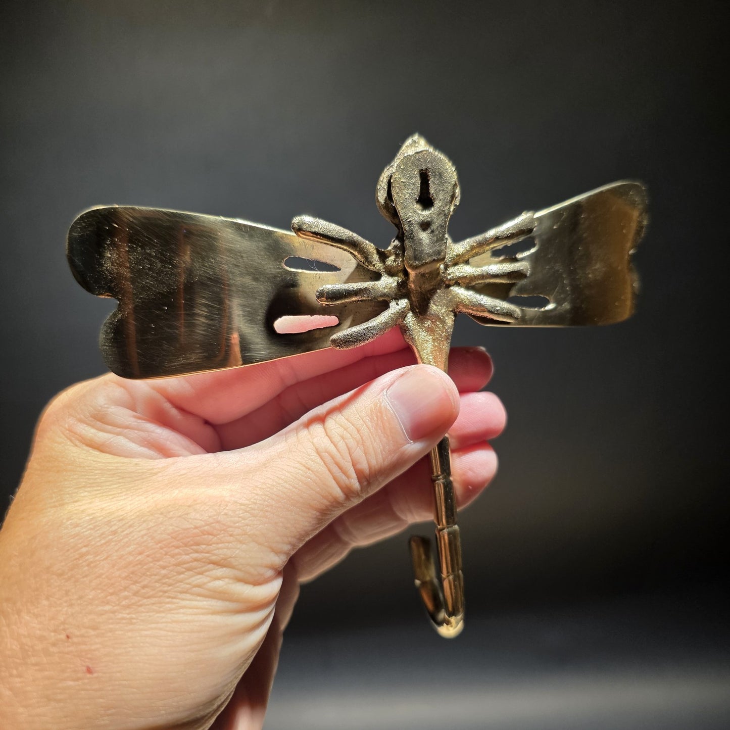 Solid Brass Dragonfly Wall Hook Art Nouveau Style Coat Hook