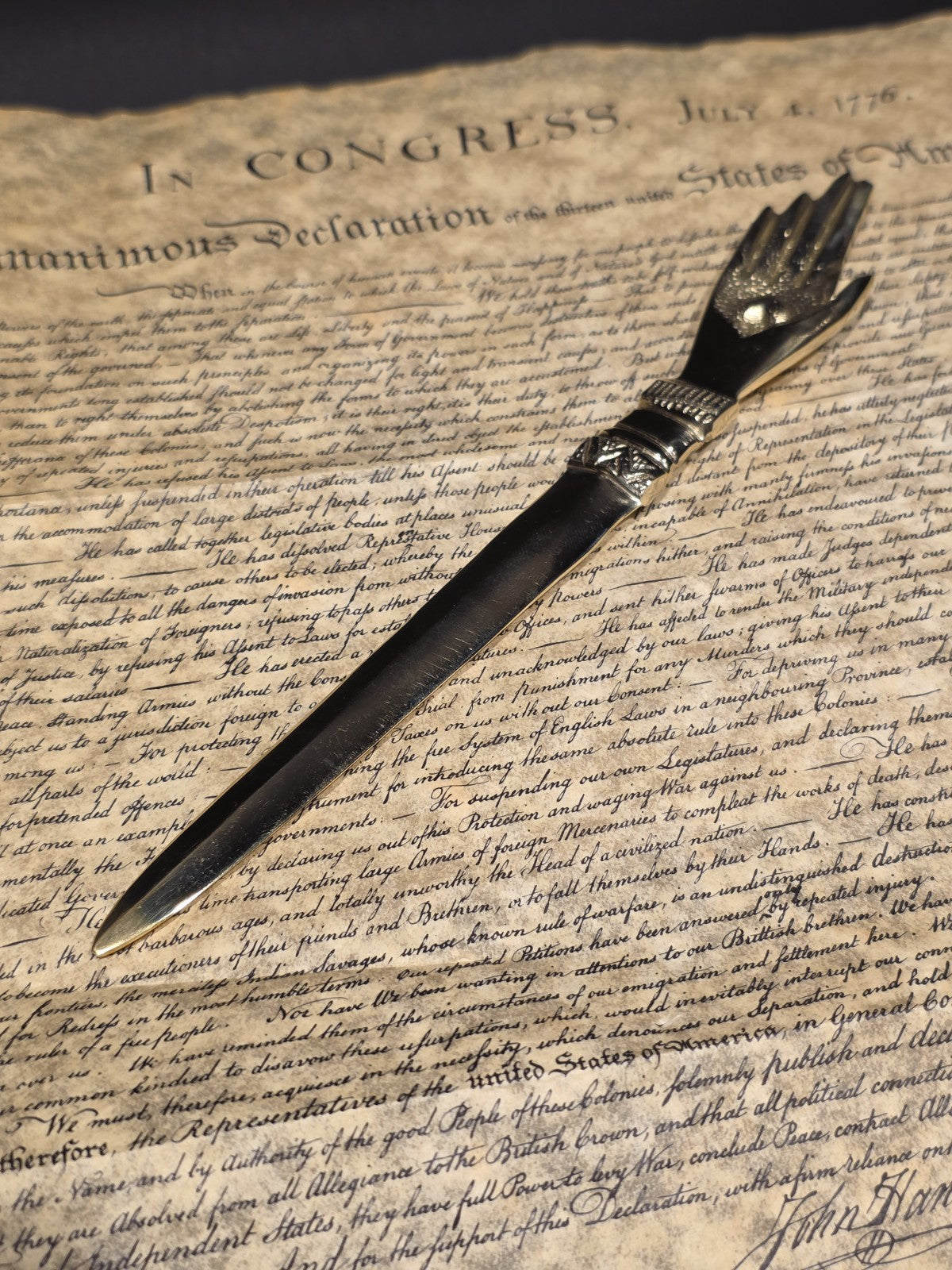 Vintage Style Brass Heart in Hand Friends Love Truth Odd Fellows Letter Opener