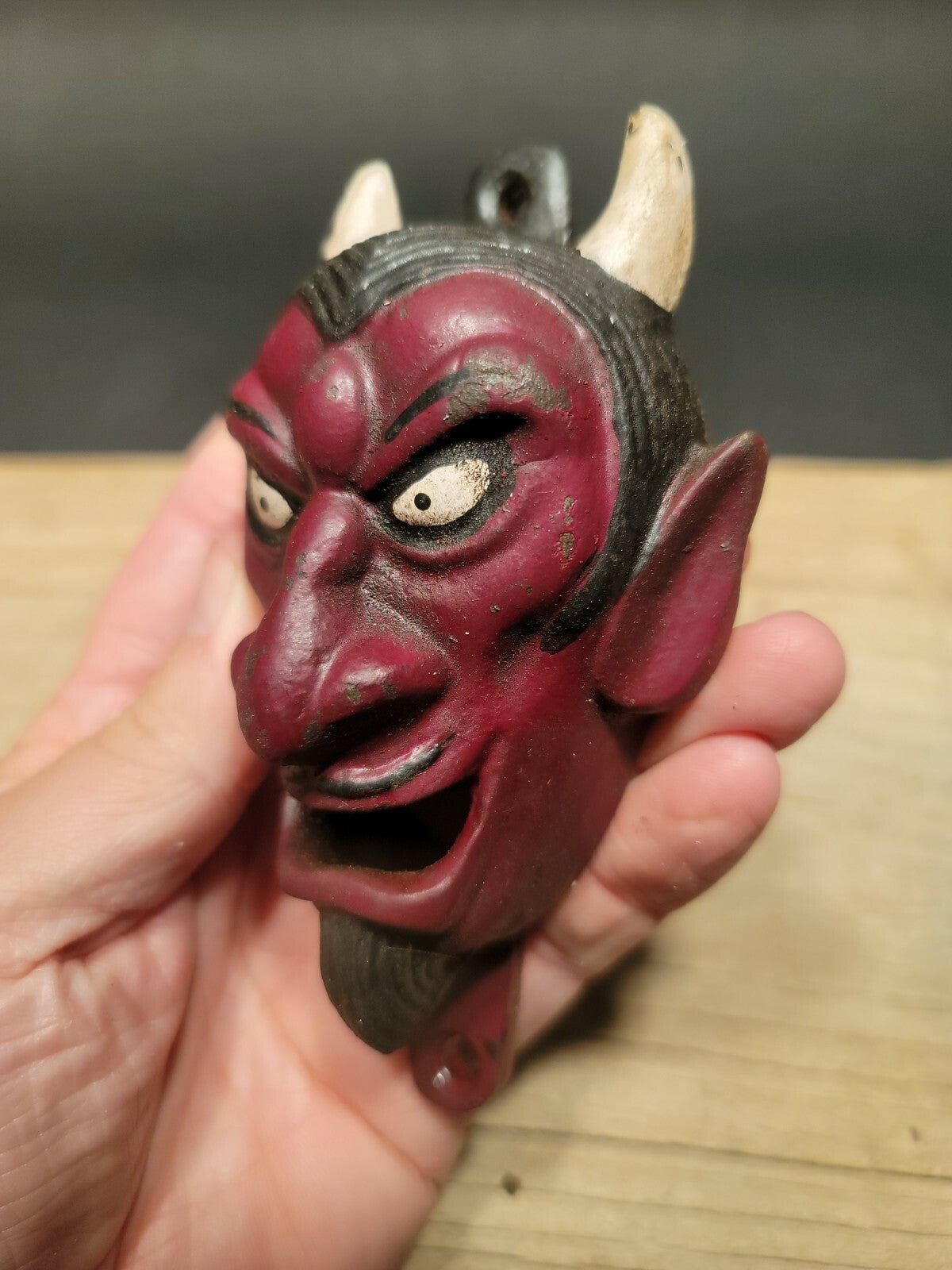 Antique Vintage Style Cast Iron folk art Devil Wall mount Bottle Opener