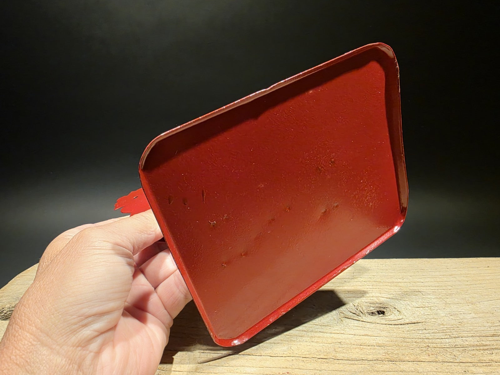 6 1/5" Antique Vintage Style Red Metal Country Egg Scale