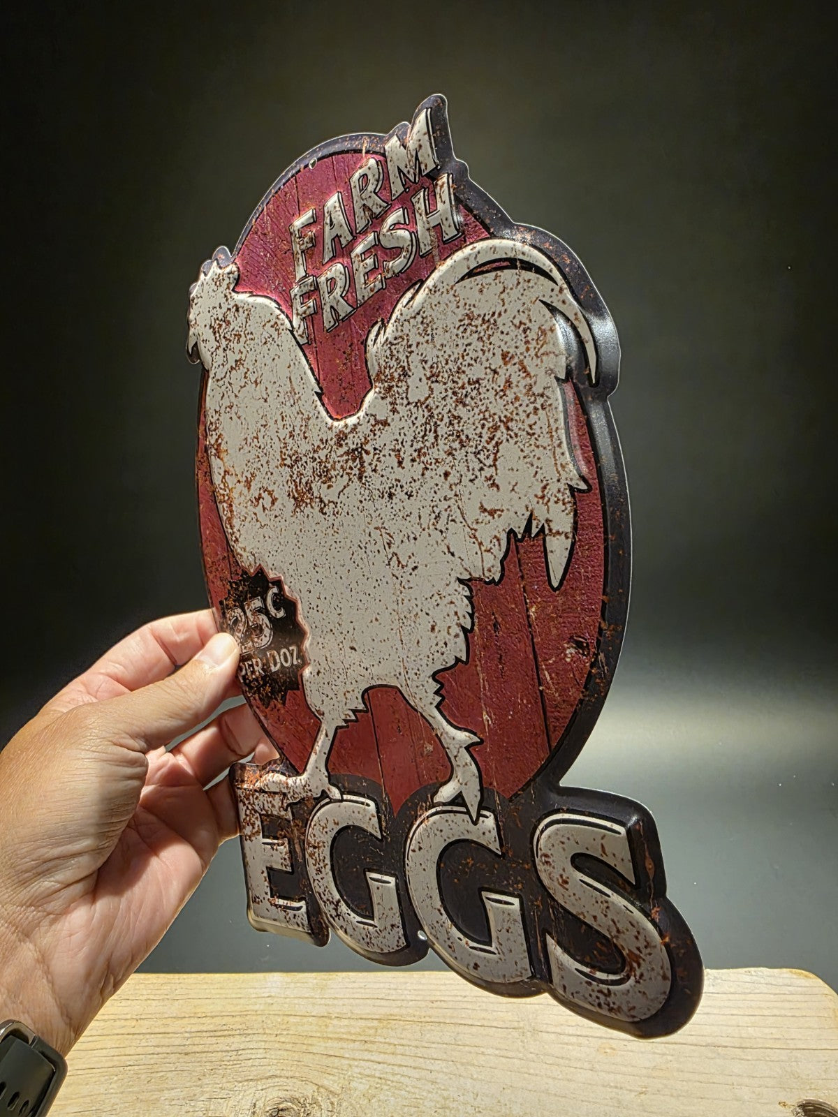 11" Metal Vintage Style Fresh Eggs Sign