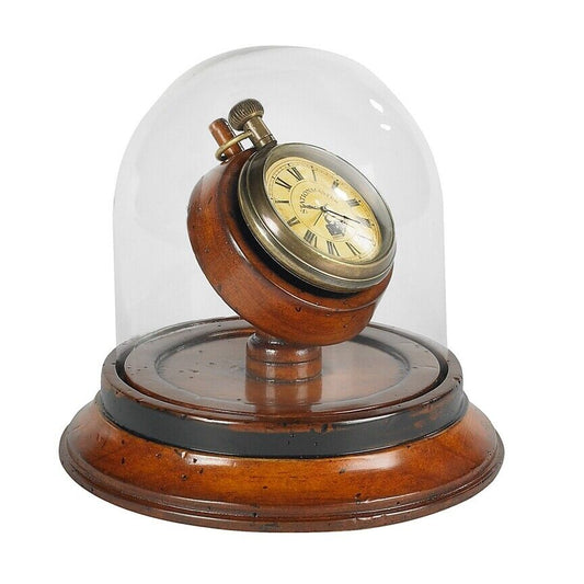 Antique Style Blown Glass Dome Desk Clock Watch