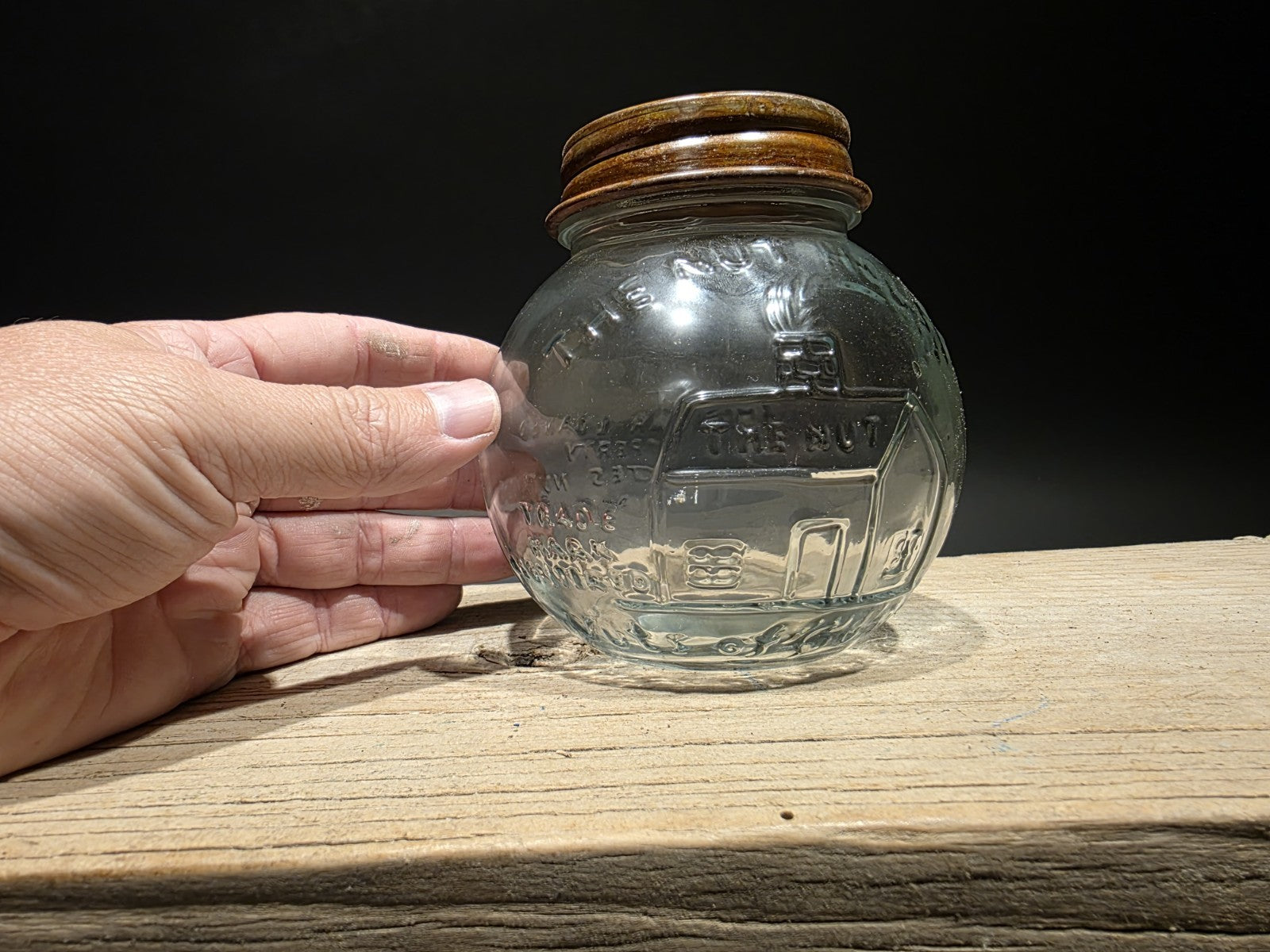 4 1/2" Antique Vintage Style Glass Nut House Store Jar