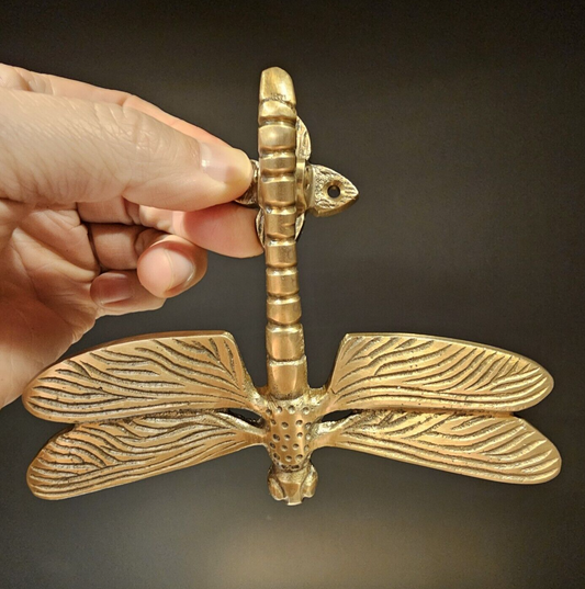 6-1/4" Antique Vintage Style Brass Dragonfly Door Knocker