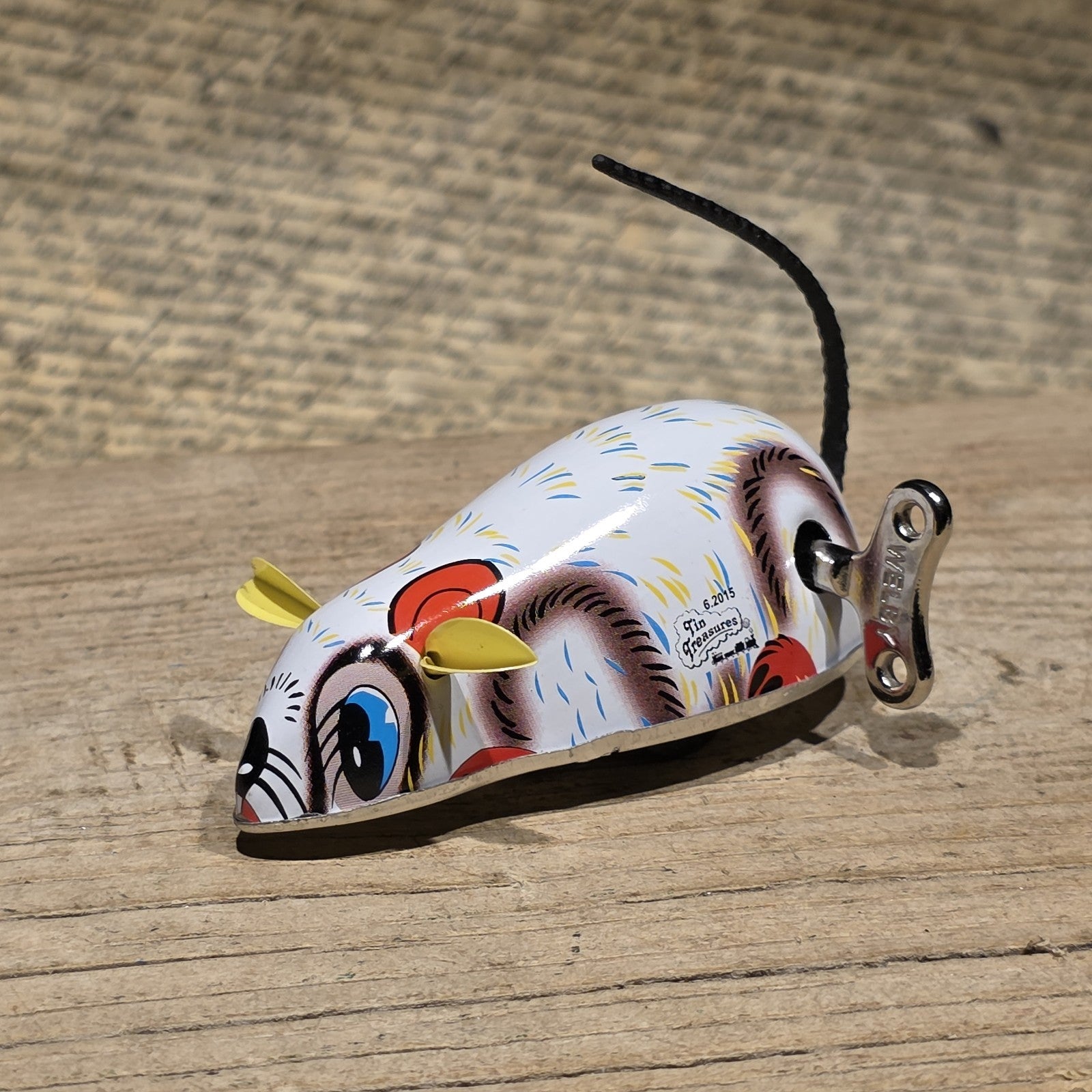 New Vintage Tin Litho Mouse Toy  Wind Up Mechanical Mouse