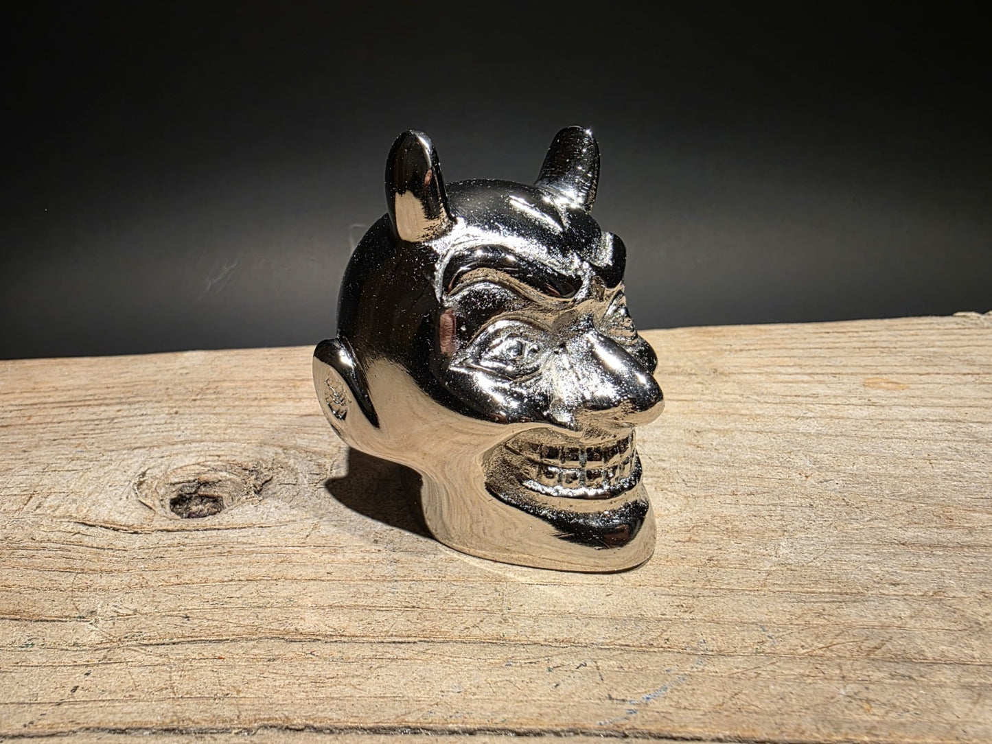 Vintage Style Devil Skull Metal Shifter Knob Hood Ornament- Undrilled