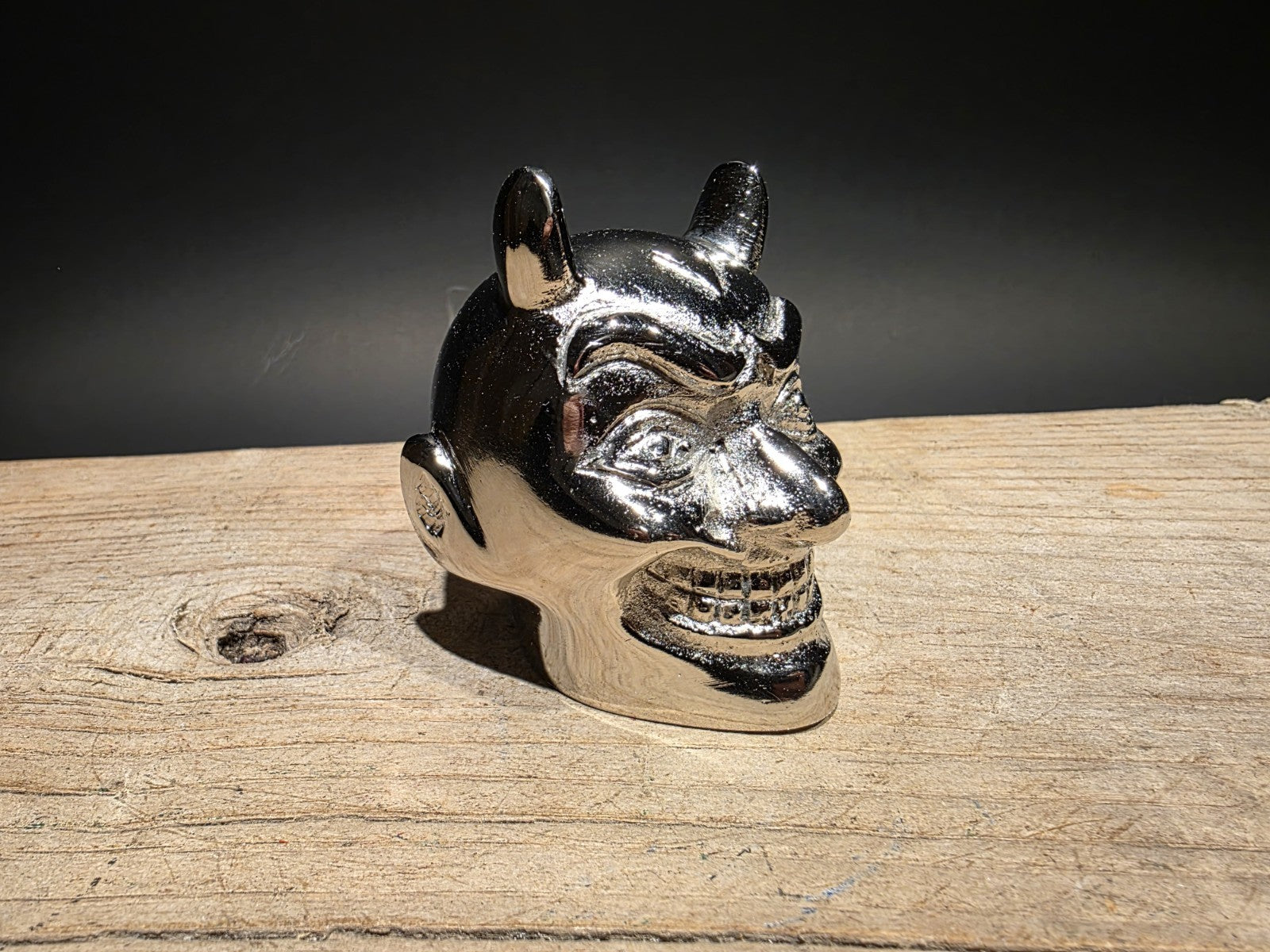 Vintage Style Devil Skull Metal Shifter Knob Hood Ornament- Undrilled