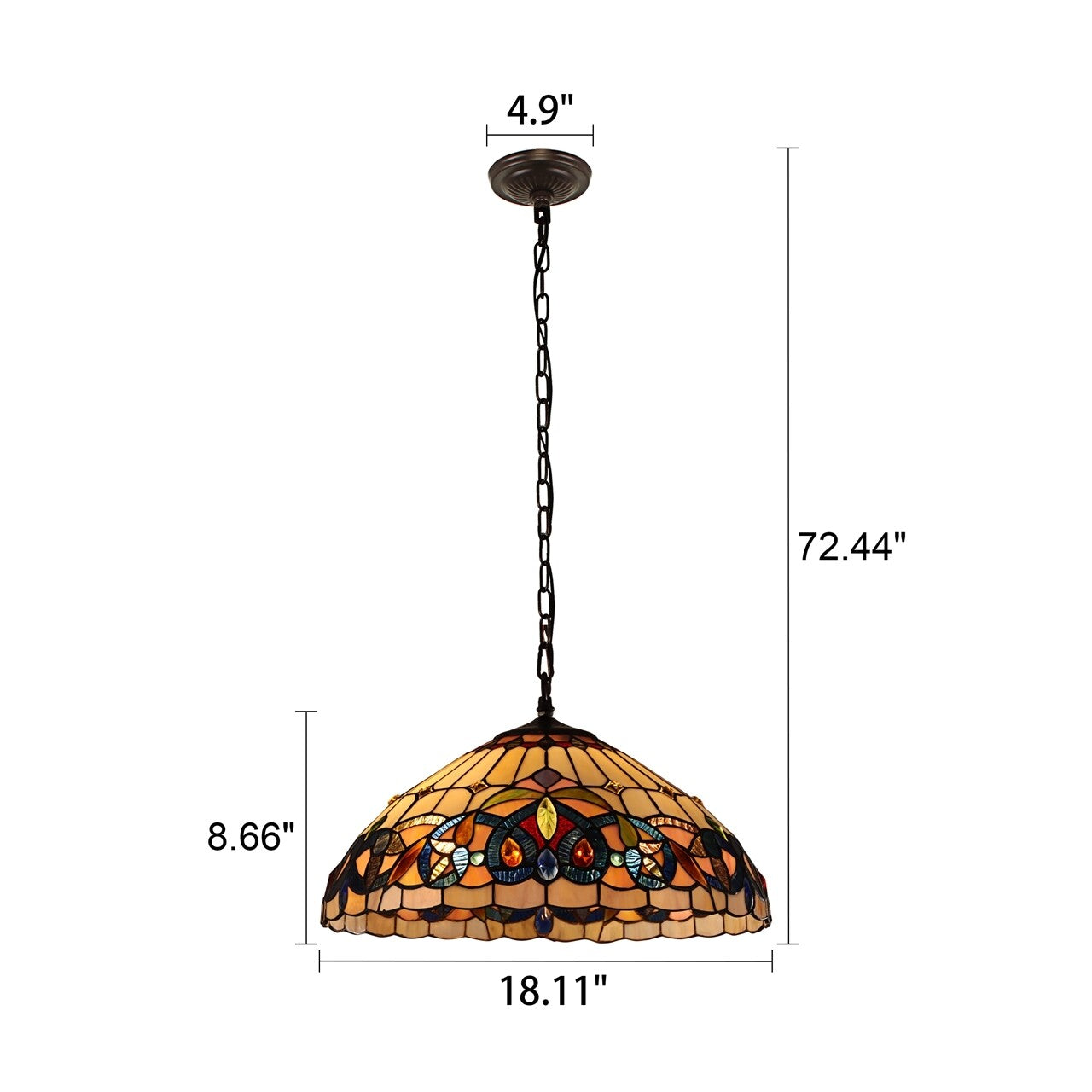 18.11 " Stained Glass Pendant Swag Ceiling Light