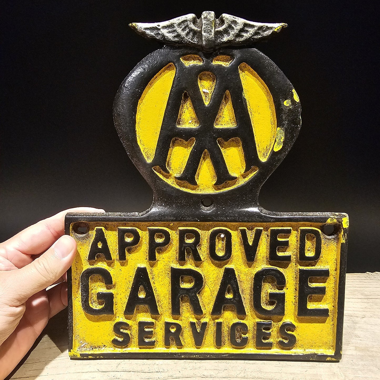 Antique Vintage Style Cast Iron AAA Approved Garage Sign Plaque
