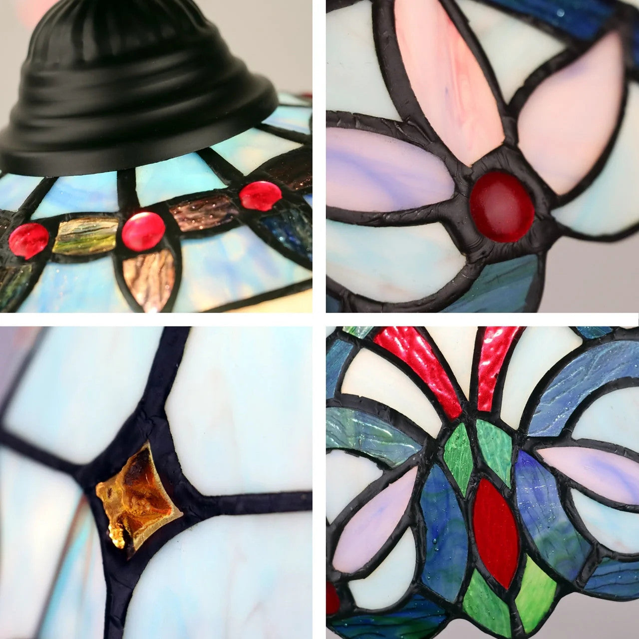 60" Antique Vintage Style Stained Glass Reading Floor Lamp