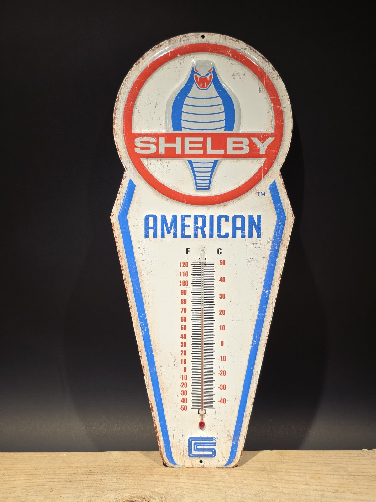 17.5 " Metal Vintage Style Ford Shelby American Thermometer Sign