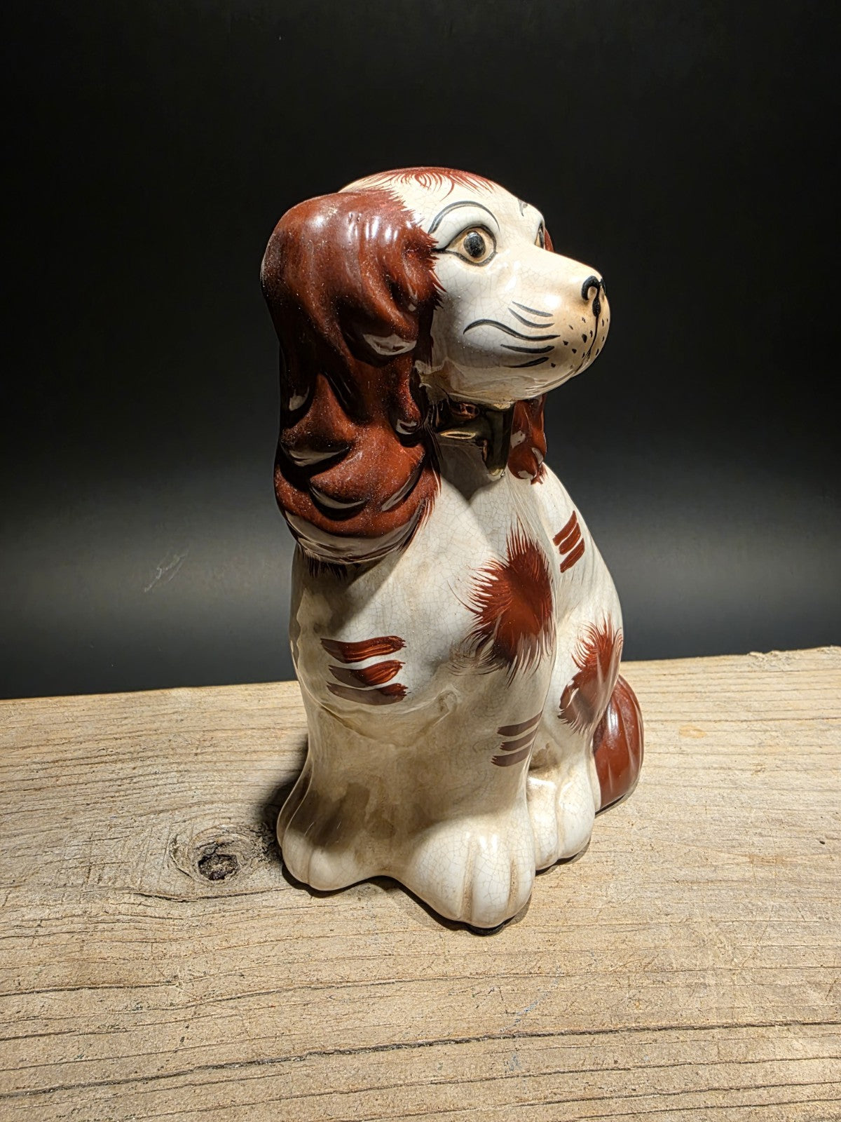 8" Antique Vintage Style Red Staffordshire Spaniel Dog Figurine