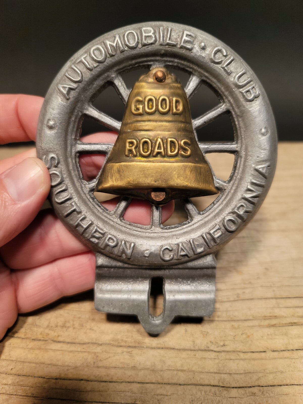 Antique Vintage Style Aluminum Good Roads Club License Plate Fob Topper