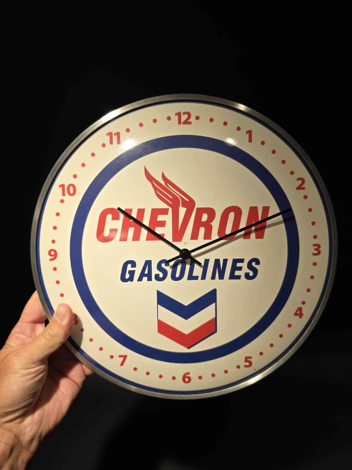 12" Antique Vintage Style Round Chevron Gasoline Oil Wall Clock Sign