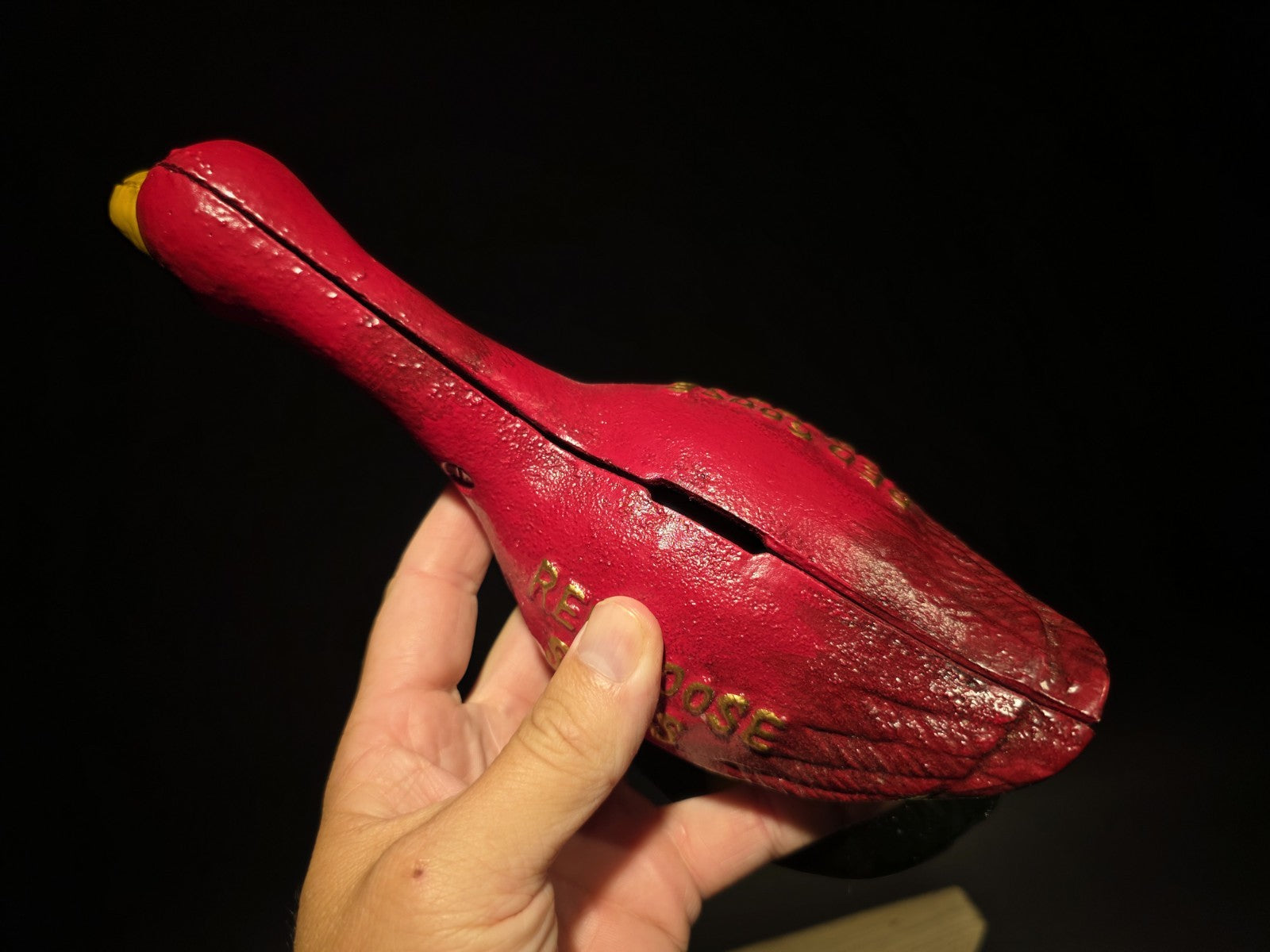 Antique Style Red Goose Cast Iron Still Coin Bank