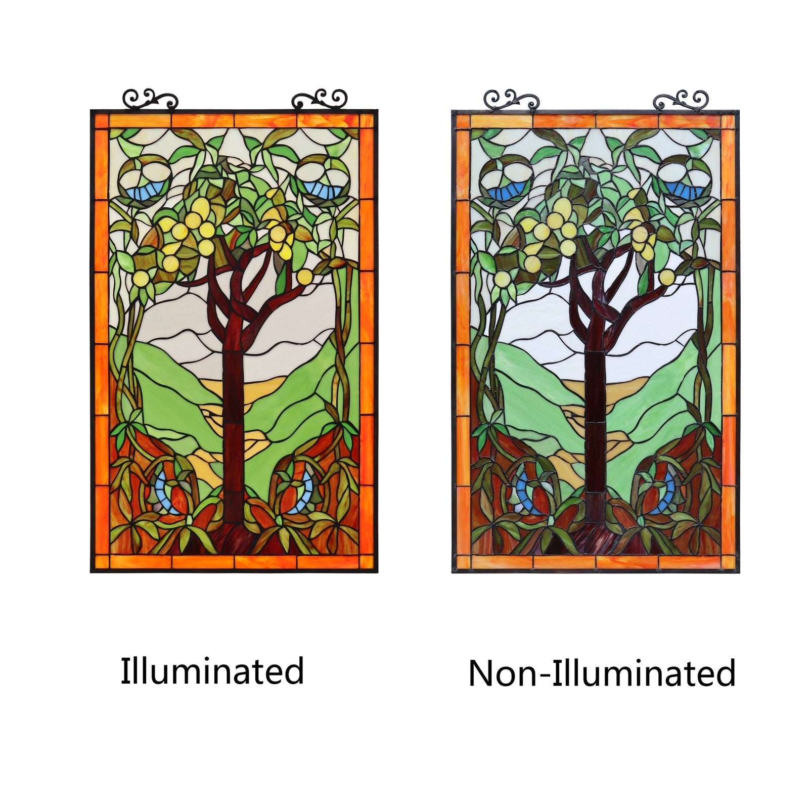 31.8" Tree Of Life Stained Glass Window Hanging Panel Suncatcher