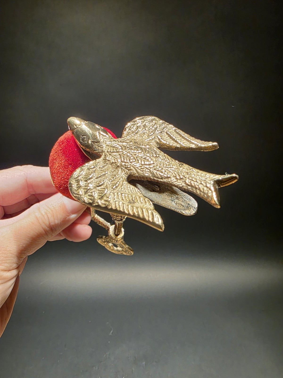6" Brass Eagle Sewing Clamp Pin Cushion