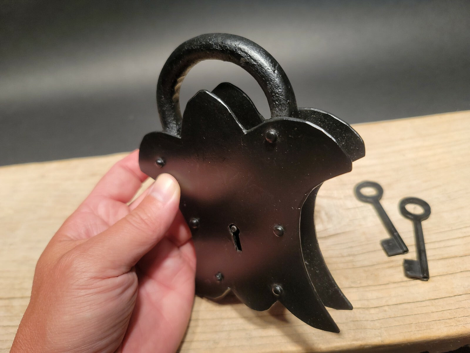 Antique Vintage Style Cast Iron Padlock Lock & Key 
