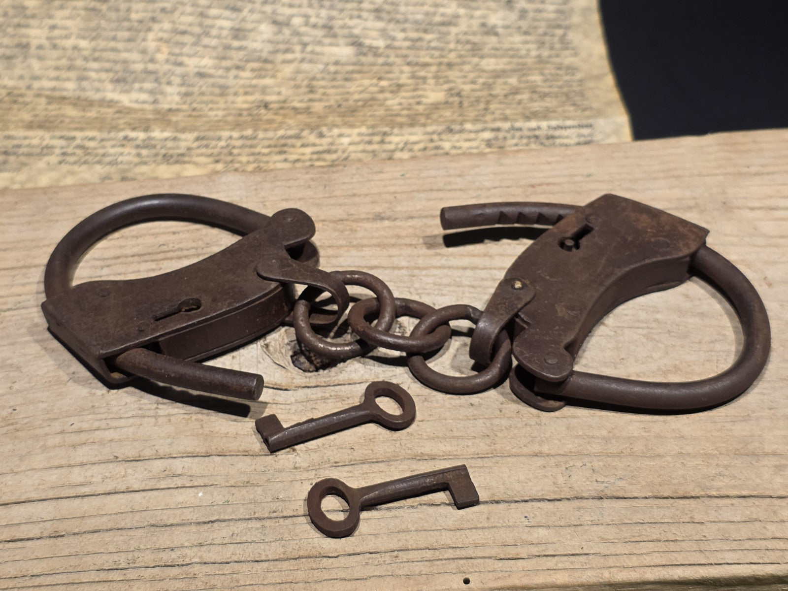 Antique Vintage Style 1904 Judd Iron Handmade Handcuffs Shackles
