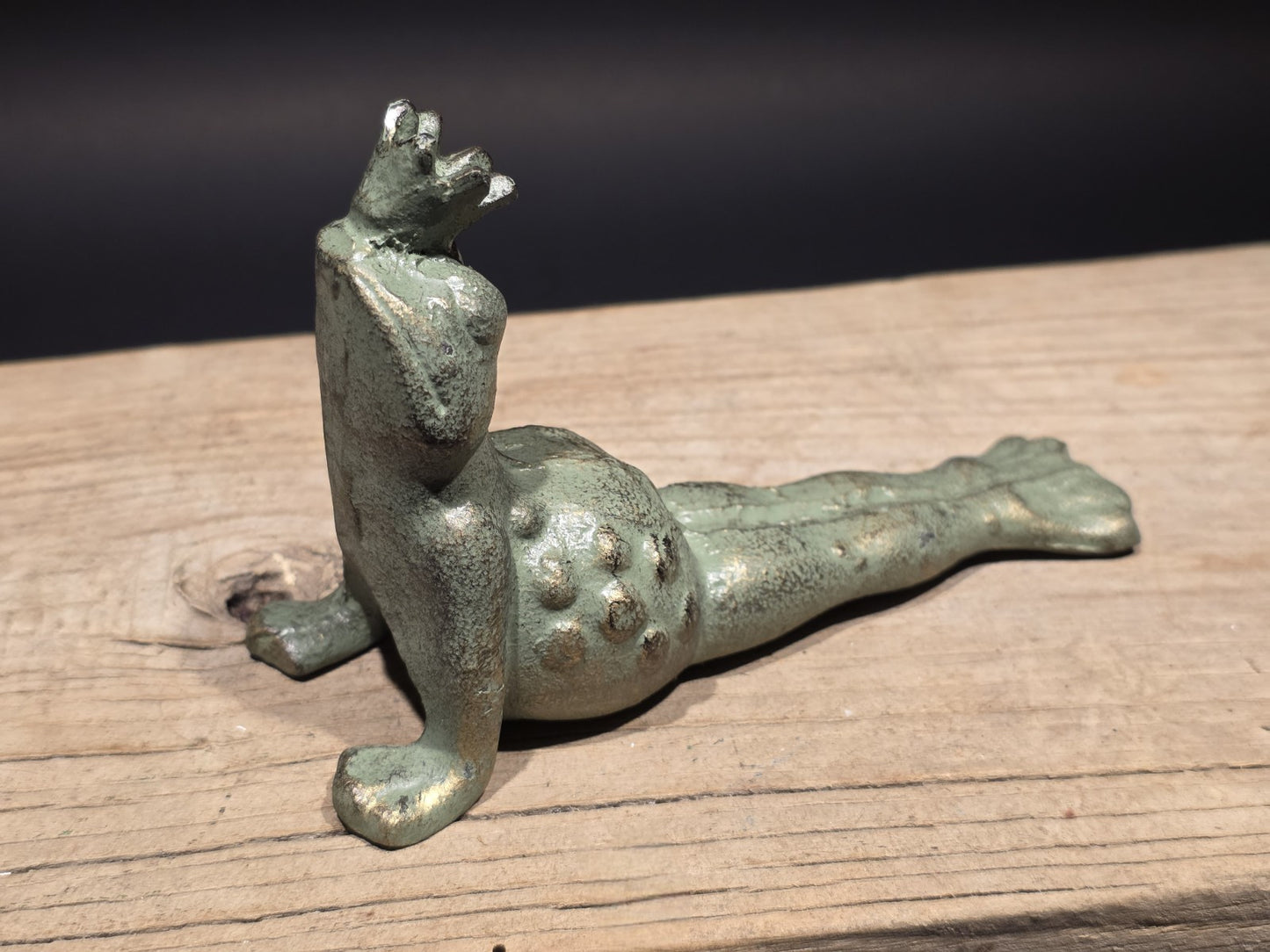 Vintage Style Cast Iron Yoga Frog Door Stop or Garden Statue