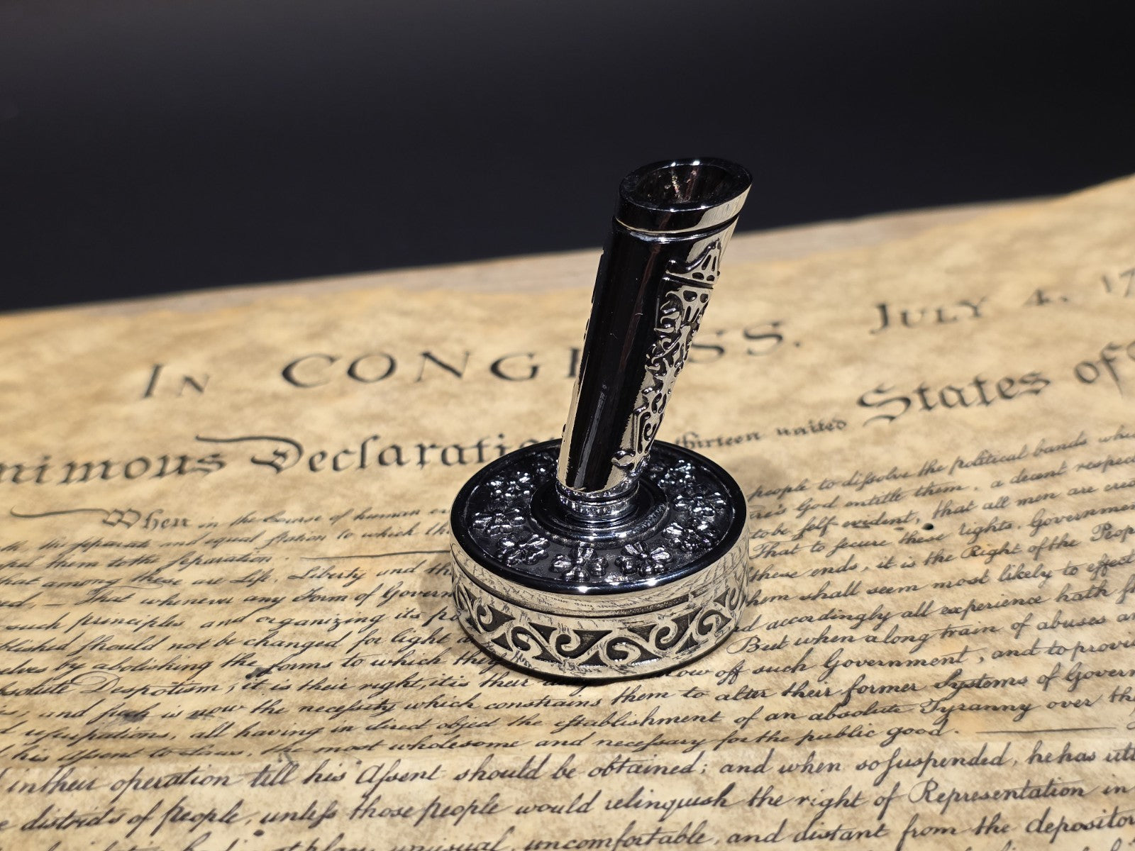 Antique Style Silver Metal Single Fountain or Dip Pen Holder