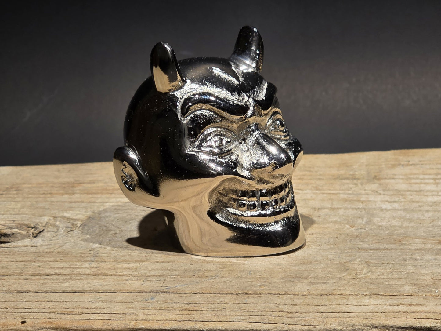 Vintage Style Devil Skull Metal Shifter Knob Hood Ornament- Undrilled