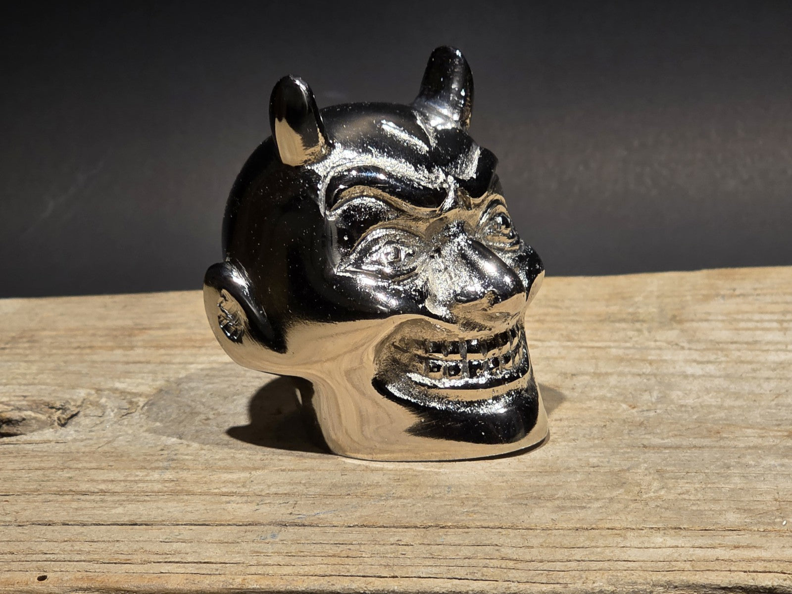 Vintage Style Devil Skull Metal Shifter Knob Hood Ornament- Undrilled