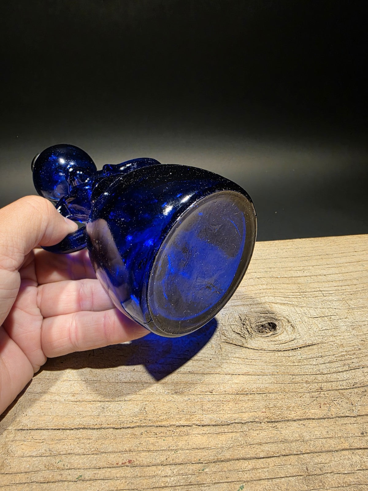 7" Vintage Style Cobalt Blue Depression Glass Lady Bottle