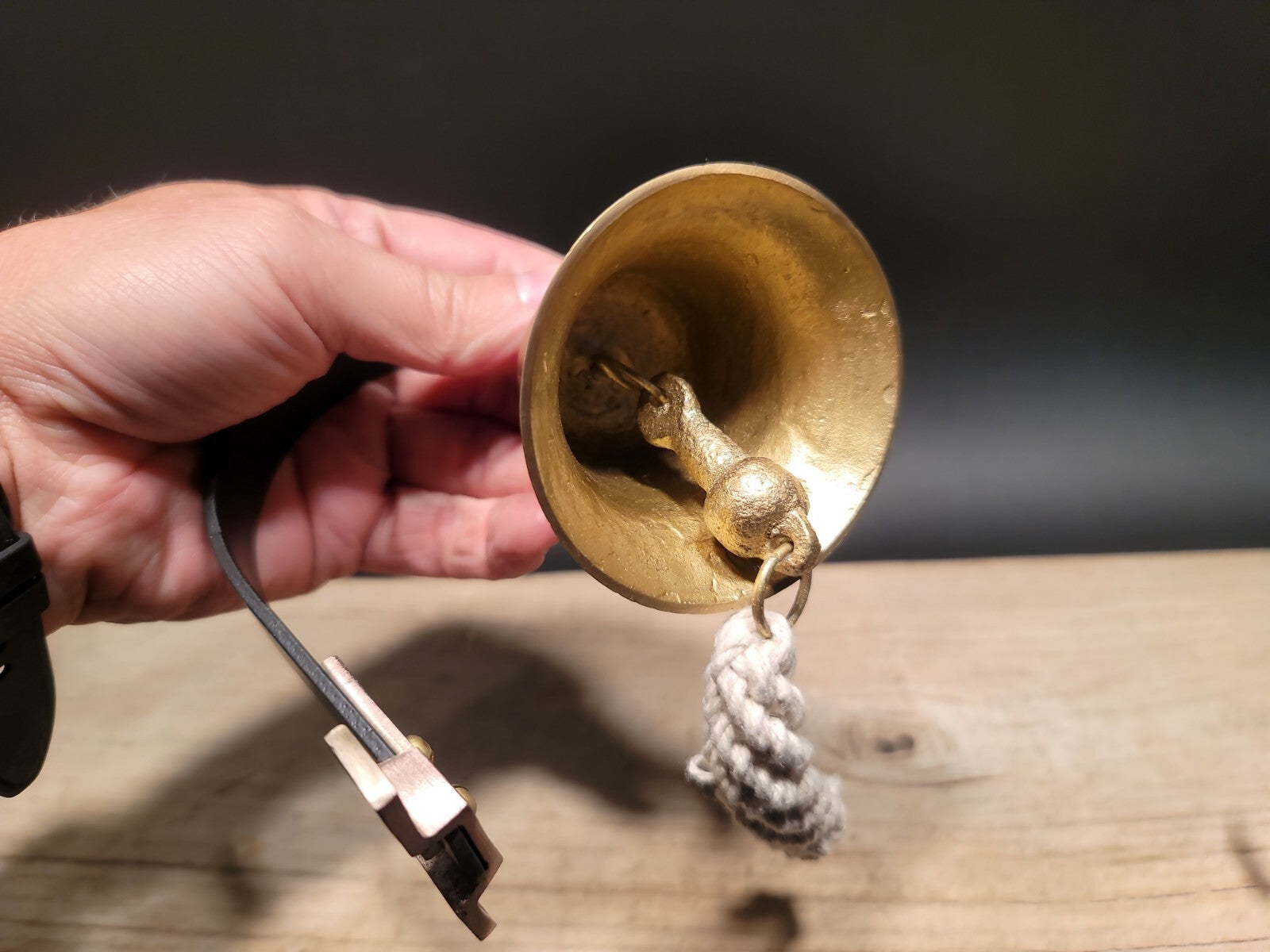 Antique Vintage Style Brass Wall Mount Dog Doorbell Bar Bell