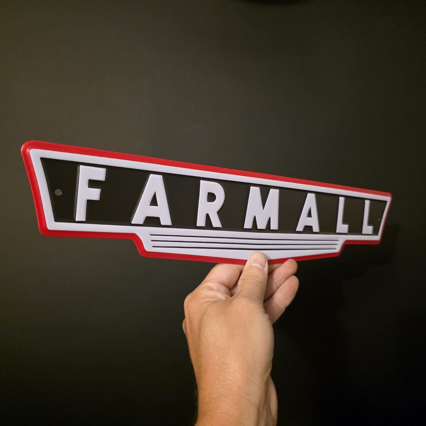 Metal Farmall Tractor Emblem Sign Vintage Style International Harvester Badge
