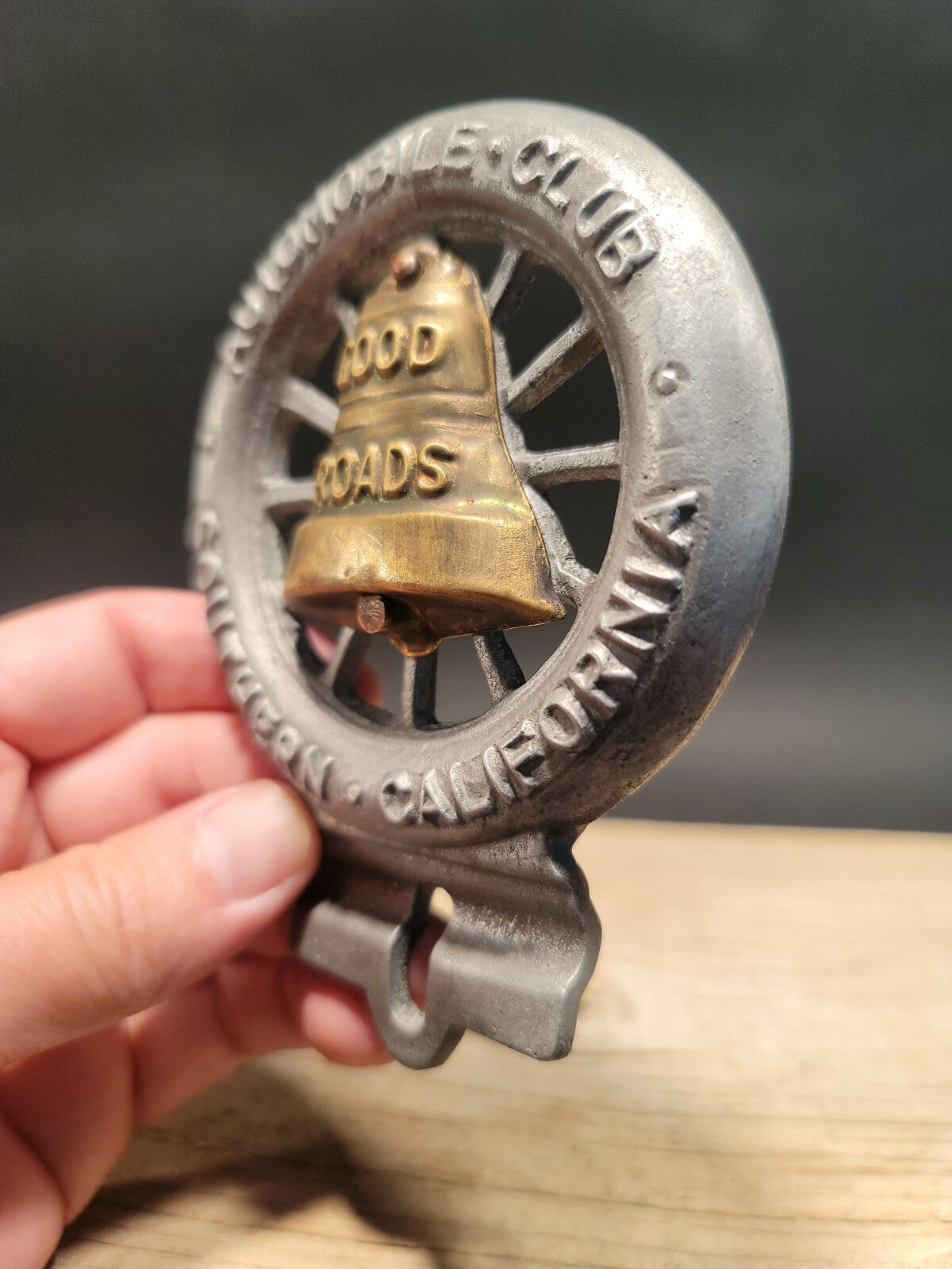 Antique Vintage Style Aluminum Good Roads Club License Plate Fob Topper
