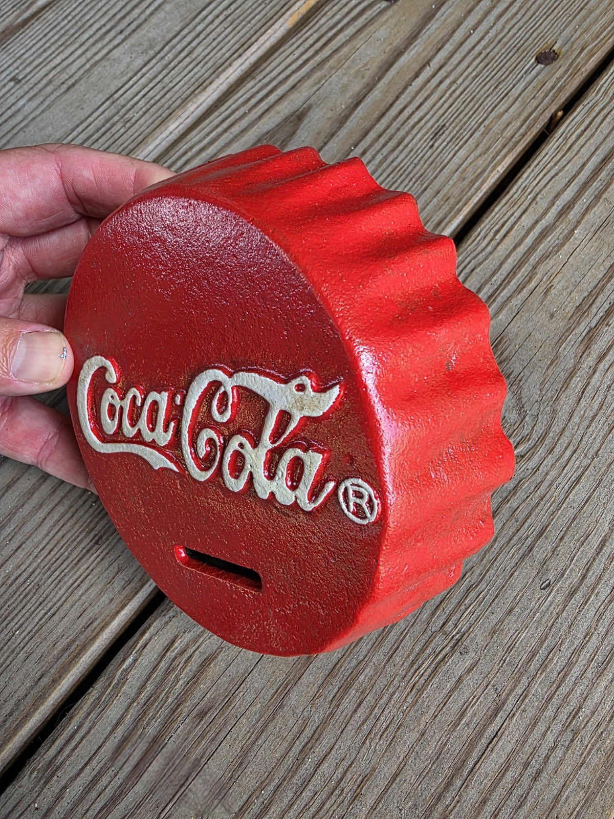Antique Vintage Style Cast Iron Coca Cola Bottle Cap Coin Bank Atlanta Ga.