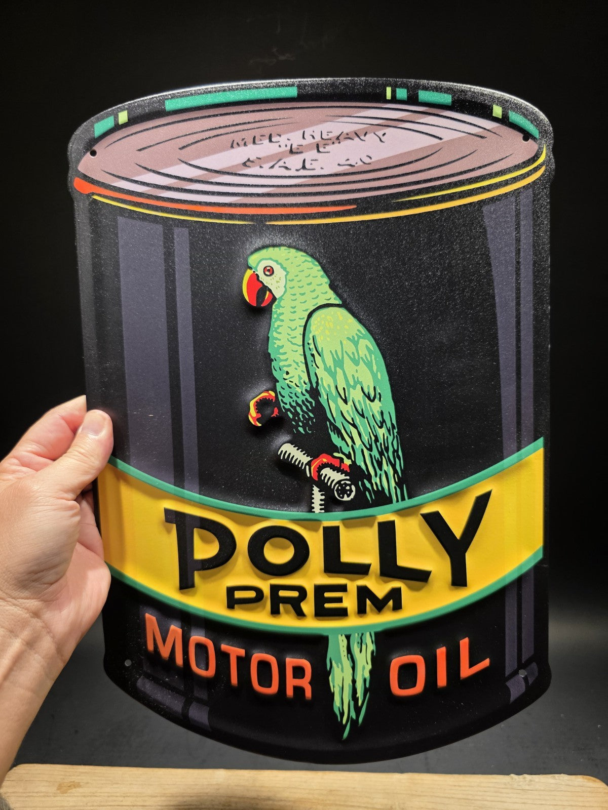 16" Metal Vintage Style Polly Motor Oil Sign