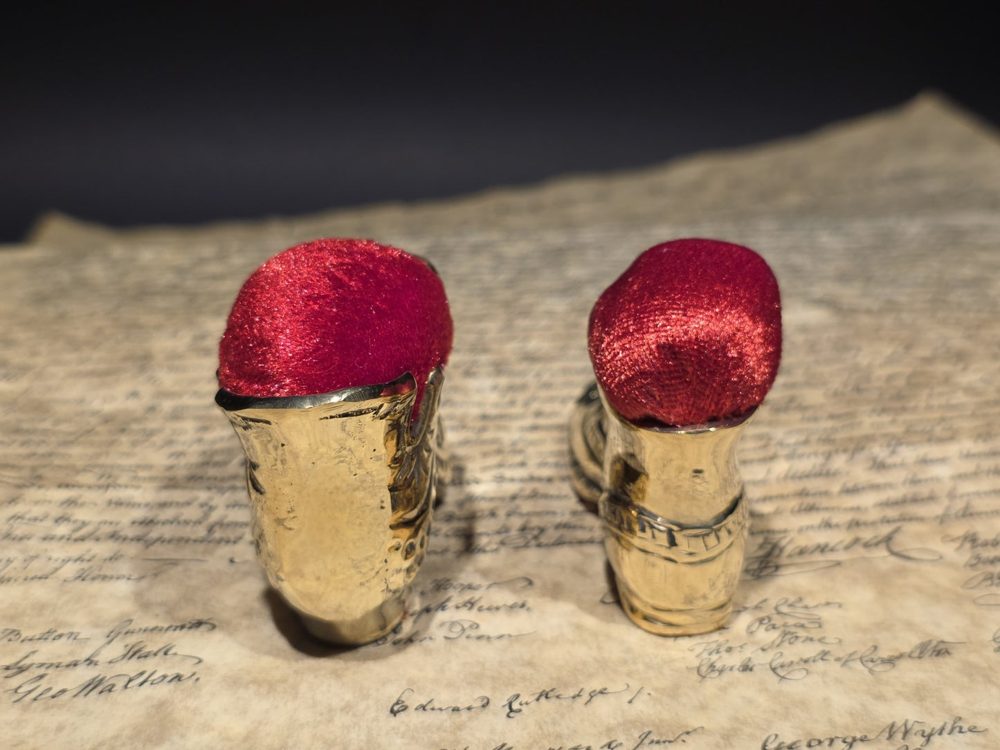 3" Miniature Brass Boot Sewing Pin Cushion Collection