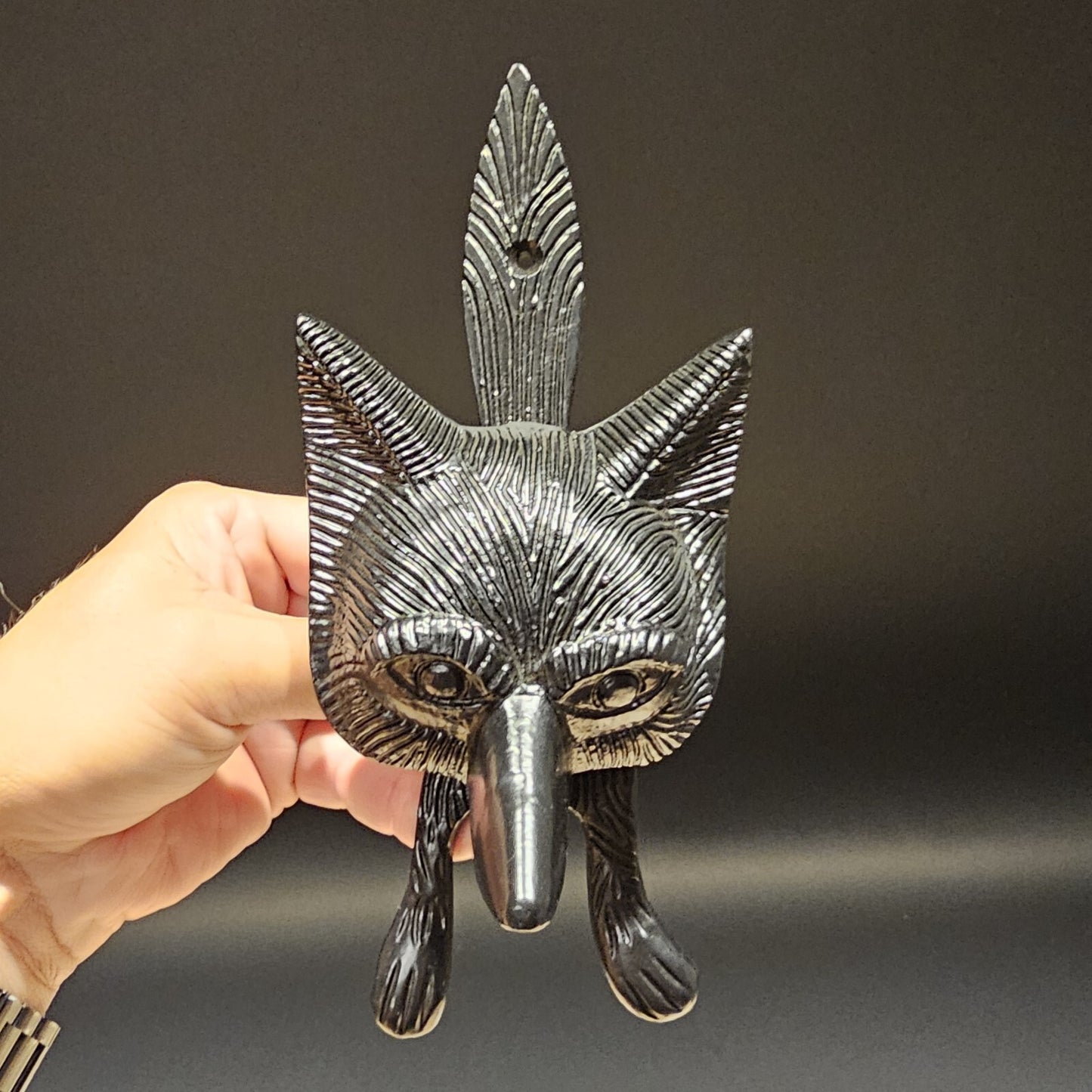 Antique Vintage Style Black Cast Iron FOX Head DOOR KNOCKER Hardware