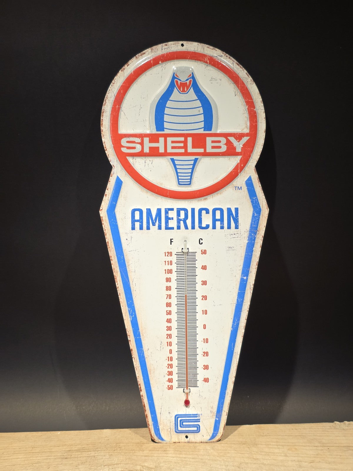 17.5 " Metal Vintage Style Ford Shelby American Thermometer Sign
