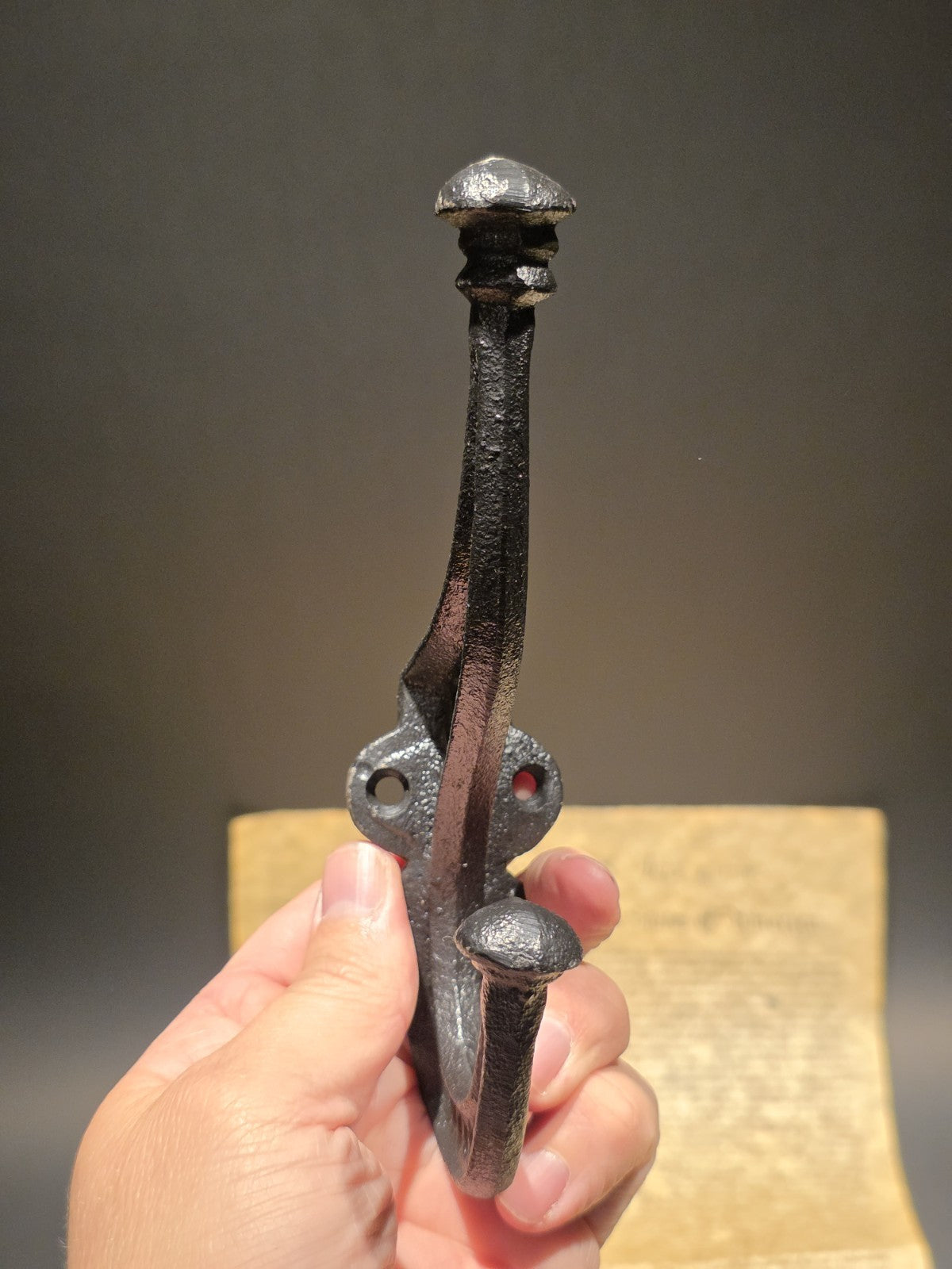 Vintage Style Black Cast Iron Wall Hook Hat & Coat Hanger