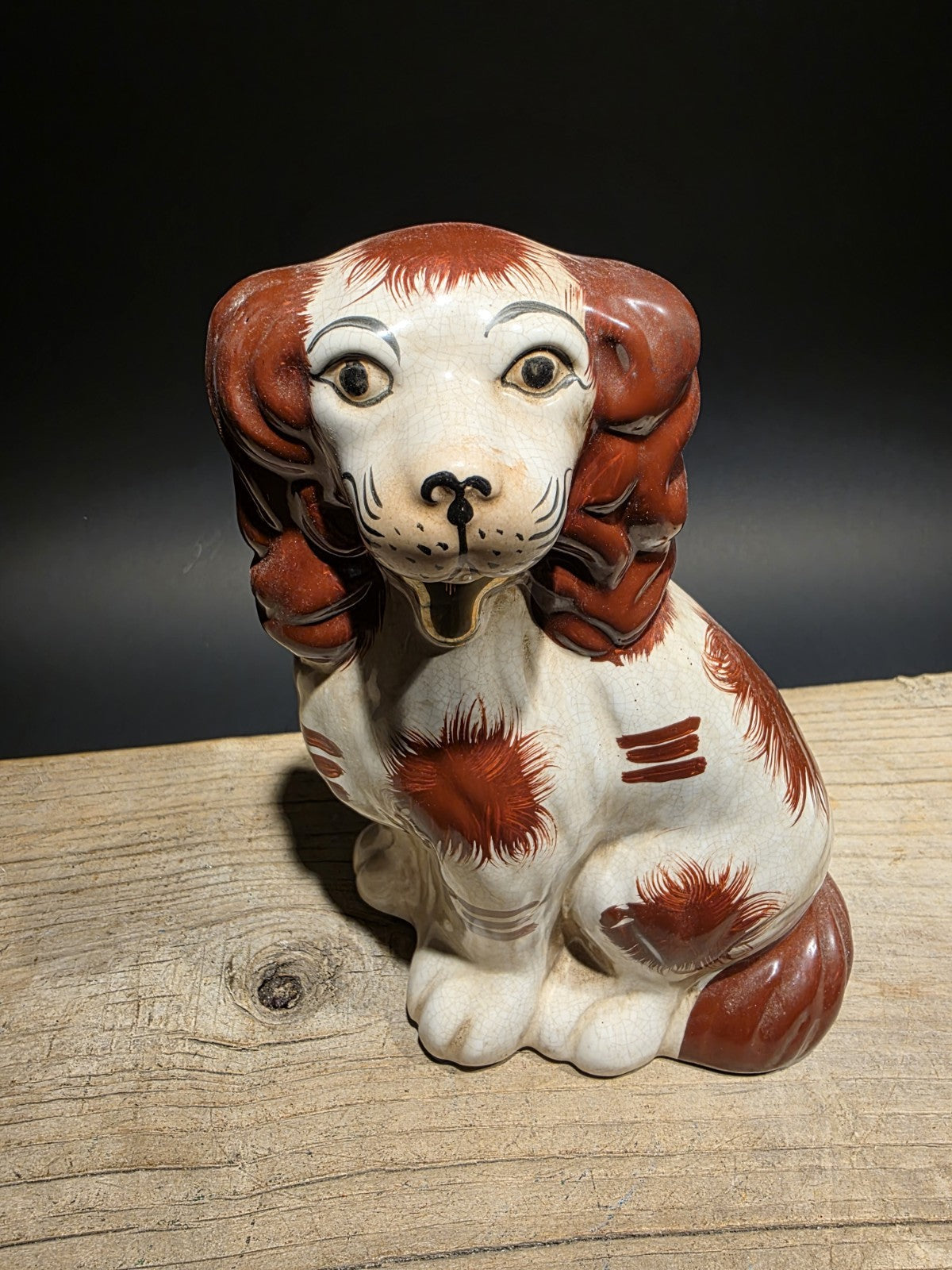 8" Antique Vintage Style Red Staffordshire Spaniel Dog Figurine