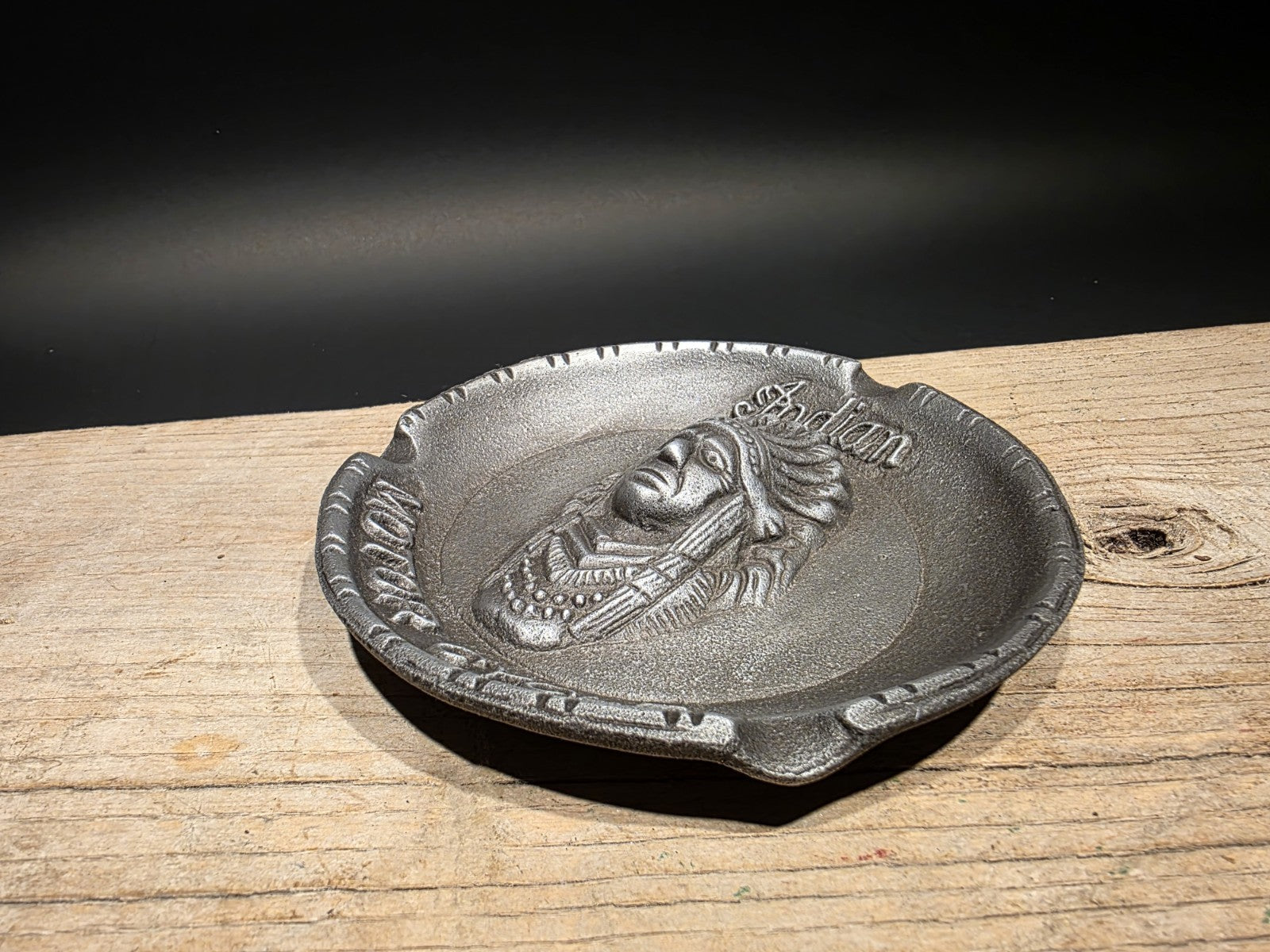 Vintage Antique Style Aluminum Indian Motorcycle Ash Tray