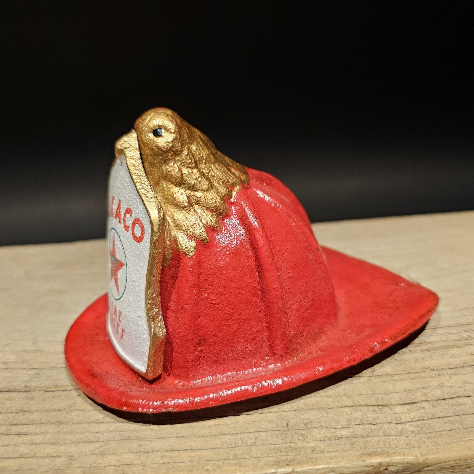 Antique Style Miniature Cast Iron Texaco Fireman Helmet