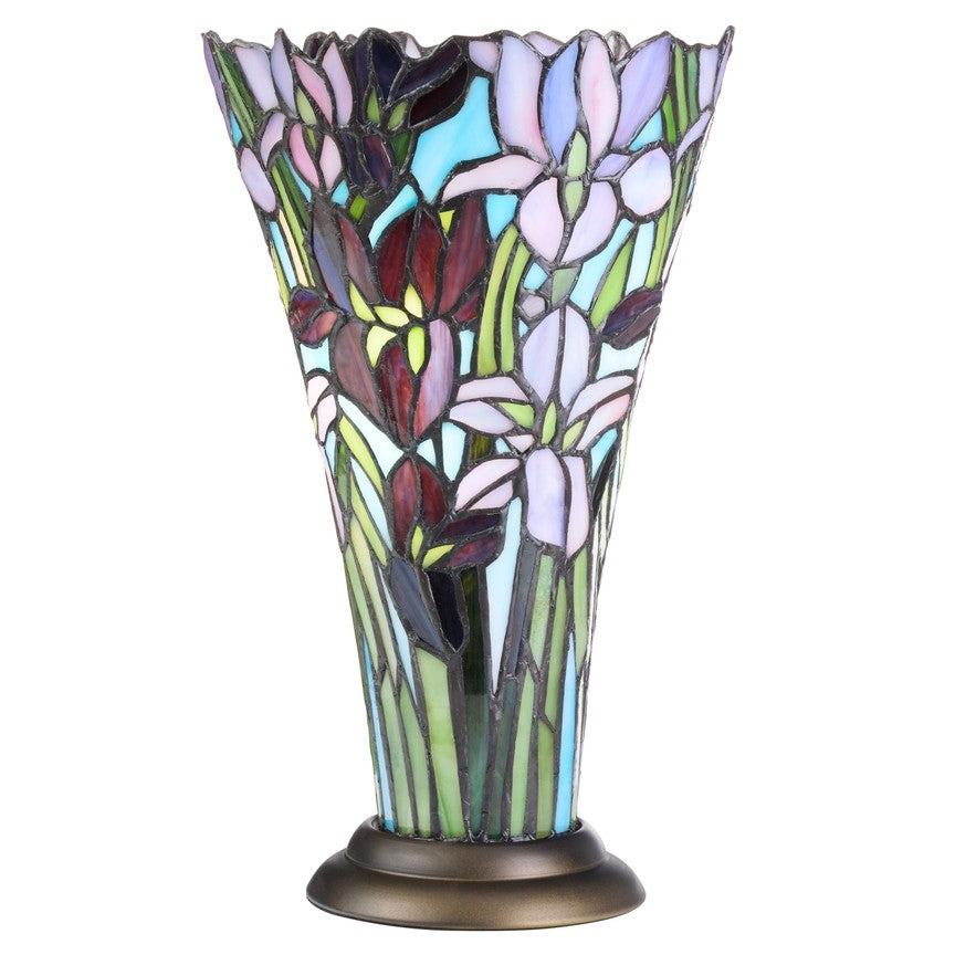 13.5"H Stained Glass Iris Up Light Table Lamp