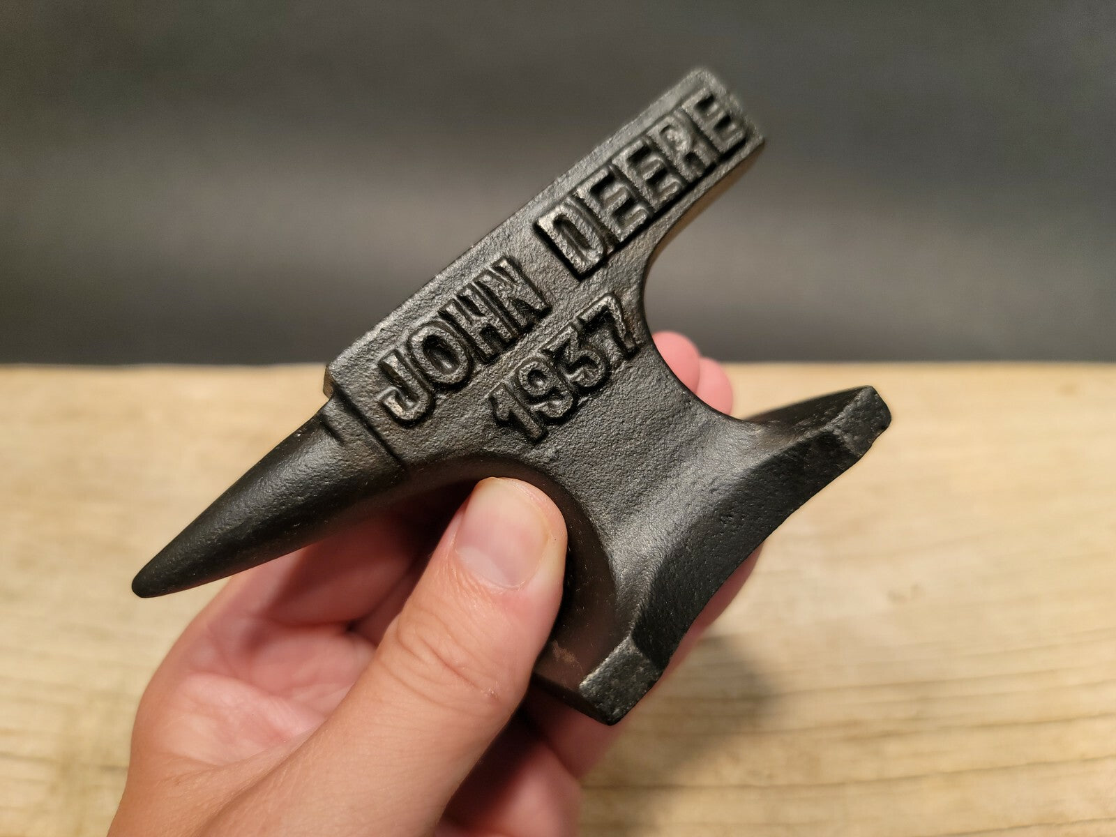 Vintage Antique Style Cast Iron "John Deere"  Miniature Anvil