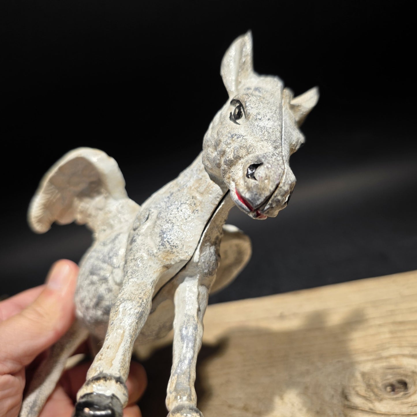Antique Vintage Style Cast Iron Flying Donkey Coin Bank